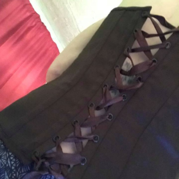 Womens Gothic brown corset, sz M - Picture 2 of 6